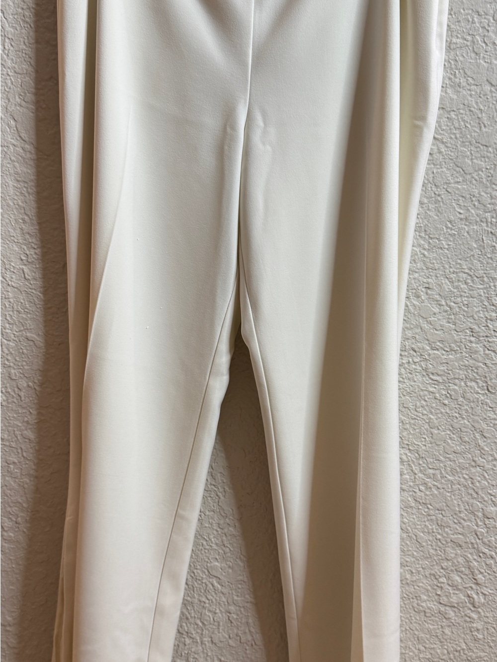 Women's Cream Straight-Leg Pants slit at ankle